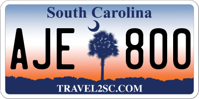 SC license plate AJE800