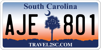 SC license plate AJE801