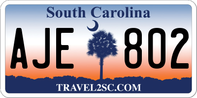 SC license plate AJE802