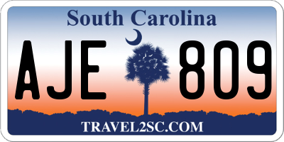 SC license plate AJE809
