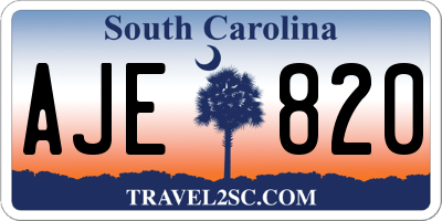 SC license plate AJE820