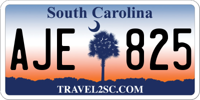 SC license plate AJE825