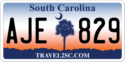 SC license plate AJE829