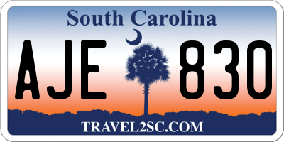 SC license plate AJE830