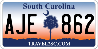 SC license plate AJE862