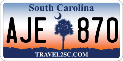 SC license plate AJE870