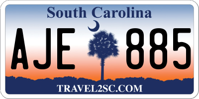 SC license plate AJE885