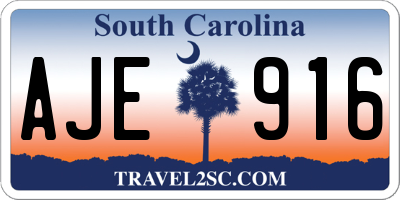 SC license plate AJE916