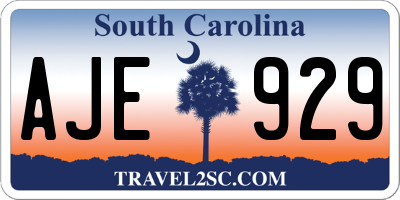 SC license plate AJE929