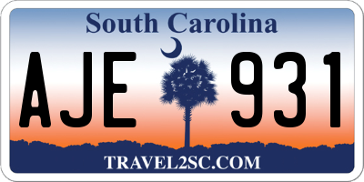SC license plate AJE931
