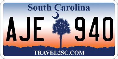 SC license plate AJE940
