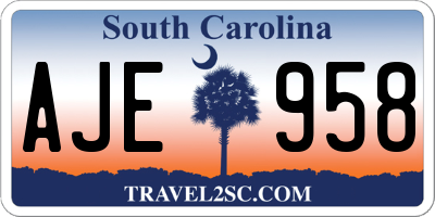 SC license plate AJE958