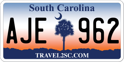 SC license plate AJE962