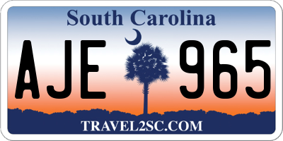 SC license plate AJE965
