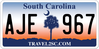 SC license plate AJE967