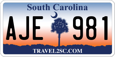 SC license plate AJE981