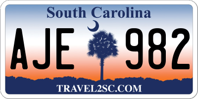 SC license plate AJE982