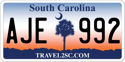 SC license plate AJE992