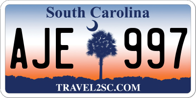 SC license plate AJE997