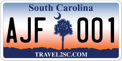 SC license plate AJF001