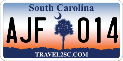 SC license plate AJF014