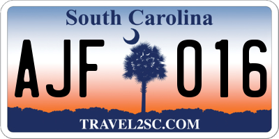 SC license plate AJF016