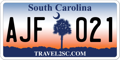 SC license plate AJF021