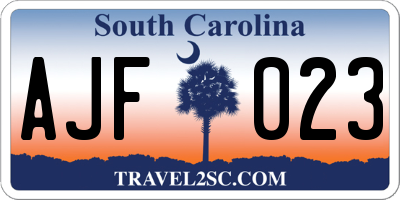 SC license plate AJF023