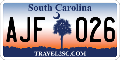 SC license plate AJF026