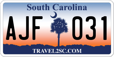 SC license plate AJF031