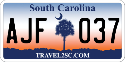 SC license plate AJF037