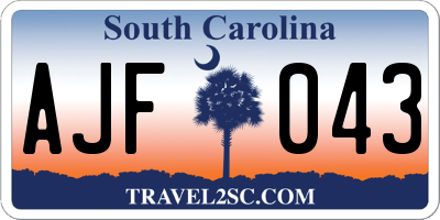 SC license plate AJF043