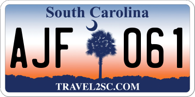 SC license plate AJF061