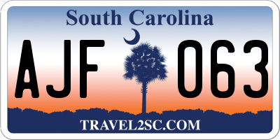 SC license plate AJF063