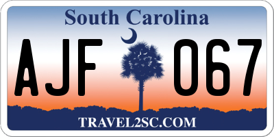 SC license plate AJF067