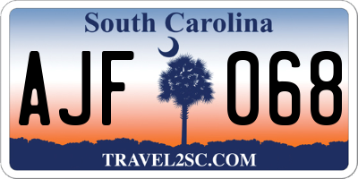 SC license plate AJF068