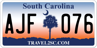SC license plate AJF076