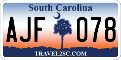 SC license plate AJF078