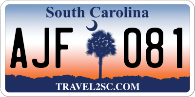SC license plate AJF081