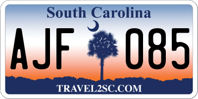 SC license plate AJF085
