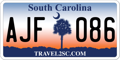 SC license plate AJF086