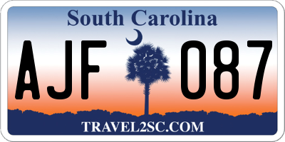 SC license plate AJF087