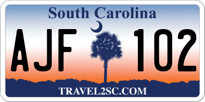 SC license plate AJF102