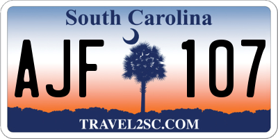 SC license plate AJF107