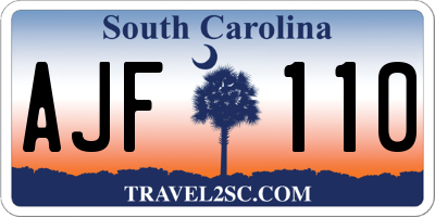 SC license plate AJF110
