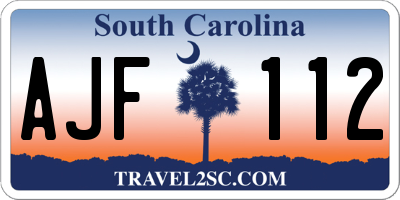 SC license plate AJF112