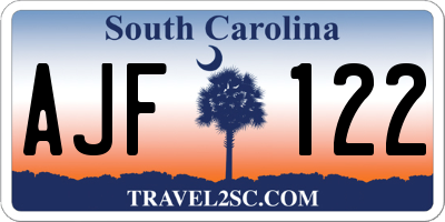 SC license plate AJF122