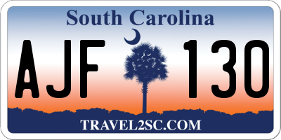 SC license plate AJF130