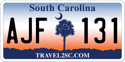 SC license plate AJF131