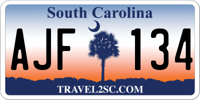 SC license plate AJF134